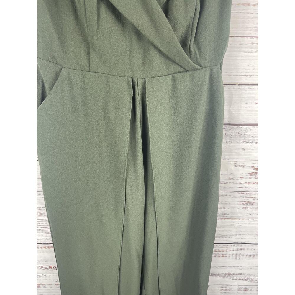 Luxxel Jumpsuit Women's SZ L Green Off Shoulder Wide Leg Elegant Pockets LJP4234 - Picture 4 of 10